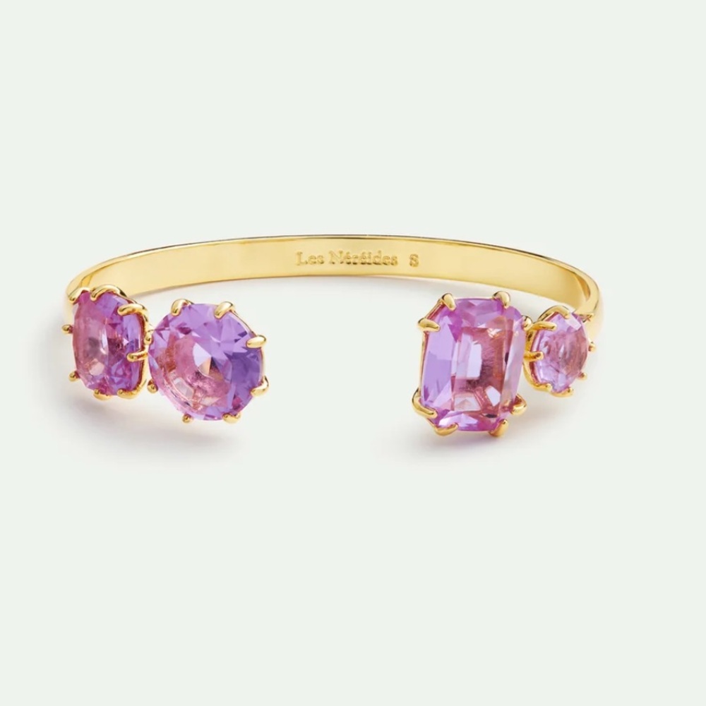 🇫🇷 Les Nereides Lavender Diamantine four stone cuff bracelet- NIB